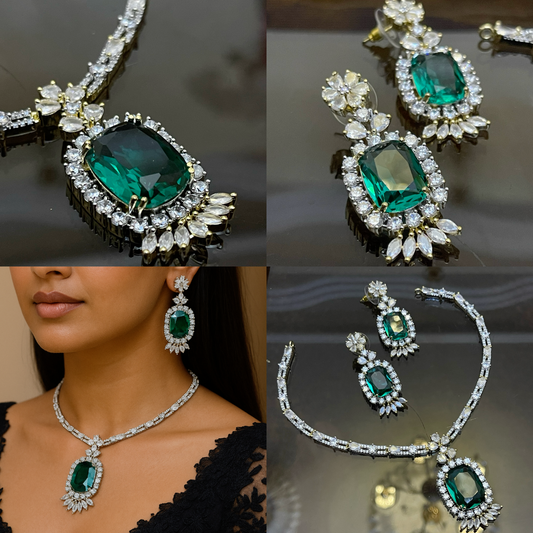 Zircon Stones Studded Necklace Set