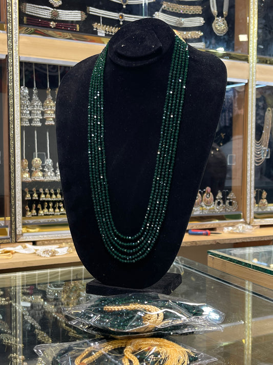 5 Layers Green Color Beads Mala Necklace | Traditional Layered Mala | Jhaverys Jewel