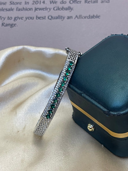 Silver Zircon Stones Studded Bracelete