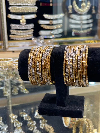 24KT Gold Plated Bangles 2 Pcs Set | Elegant Women's Bangles | Jhaverys Jewel