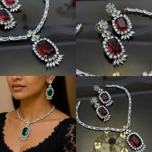 Zircon Studded Necklace Set