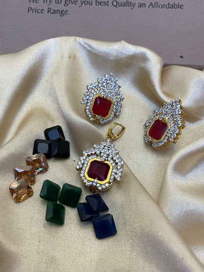 Changeable Stylish Wear Zircon Pendant Set