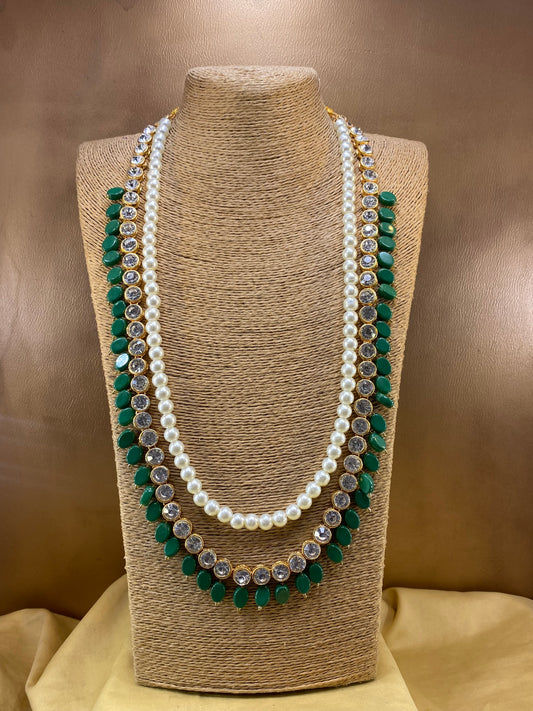 Double layers Kundan Long Mala