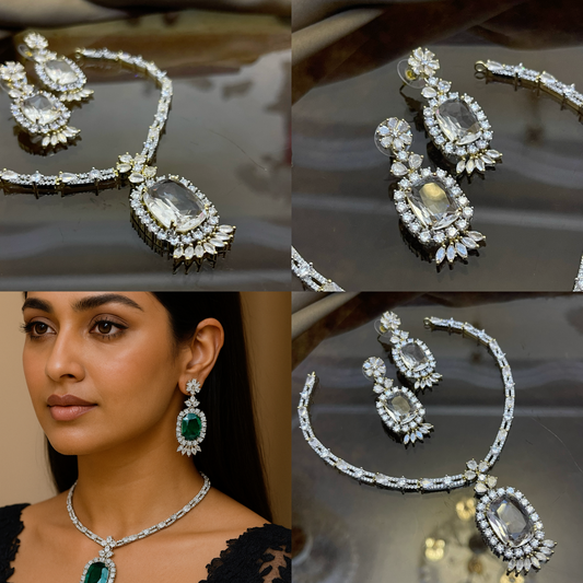 Zircon Stones Studded Necklace Set