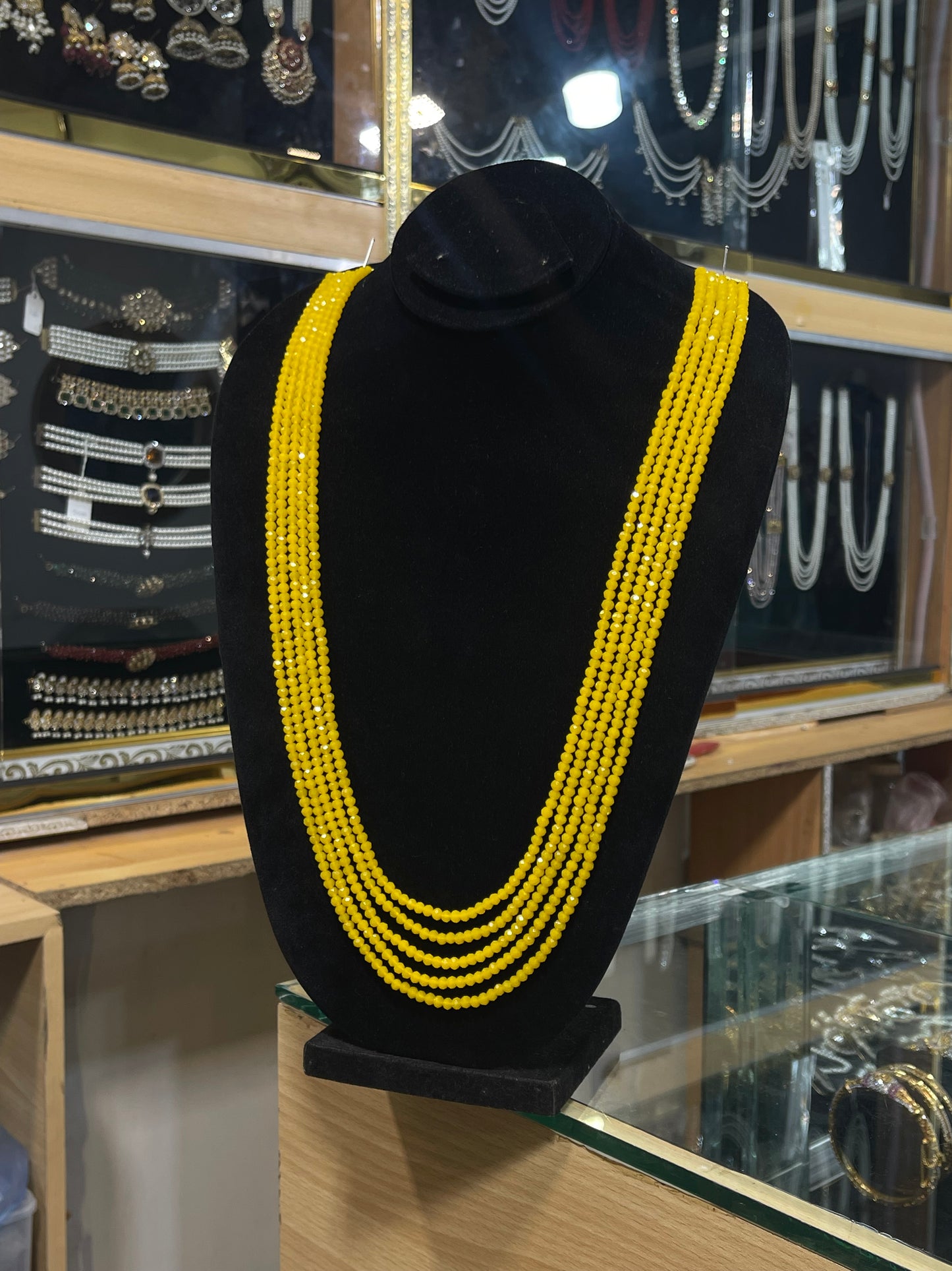 5 Layers Yellow Color Beads Mala Necklace | Traditional Yellow  Layered Mala | Jhaverys Jewel