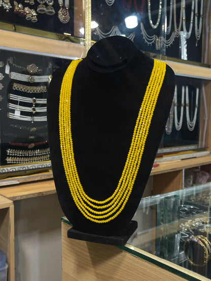 5 Layers Yellow Color Beads Mala Necklace | Traditional Yellow  Layered Mala | Jhaverys Jewel