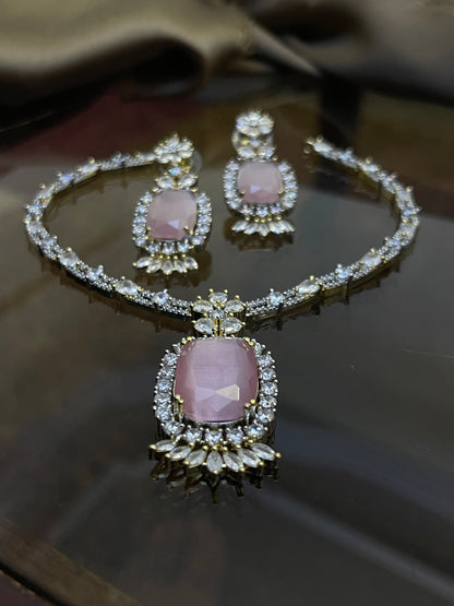 Zircon Stones Studded Necklace Set