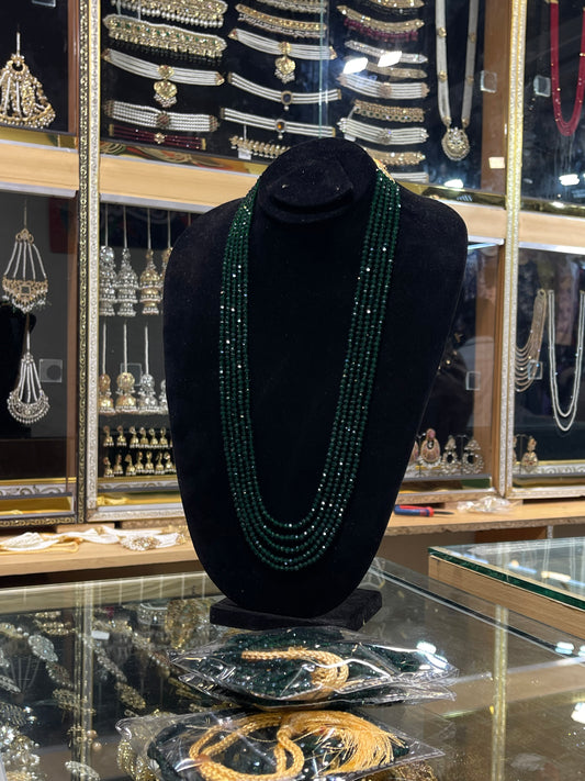 5 Layers Green Color Beads Mala Necklace | Traditional Layered Mala | Jhaverys Jewel