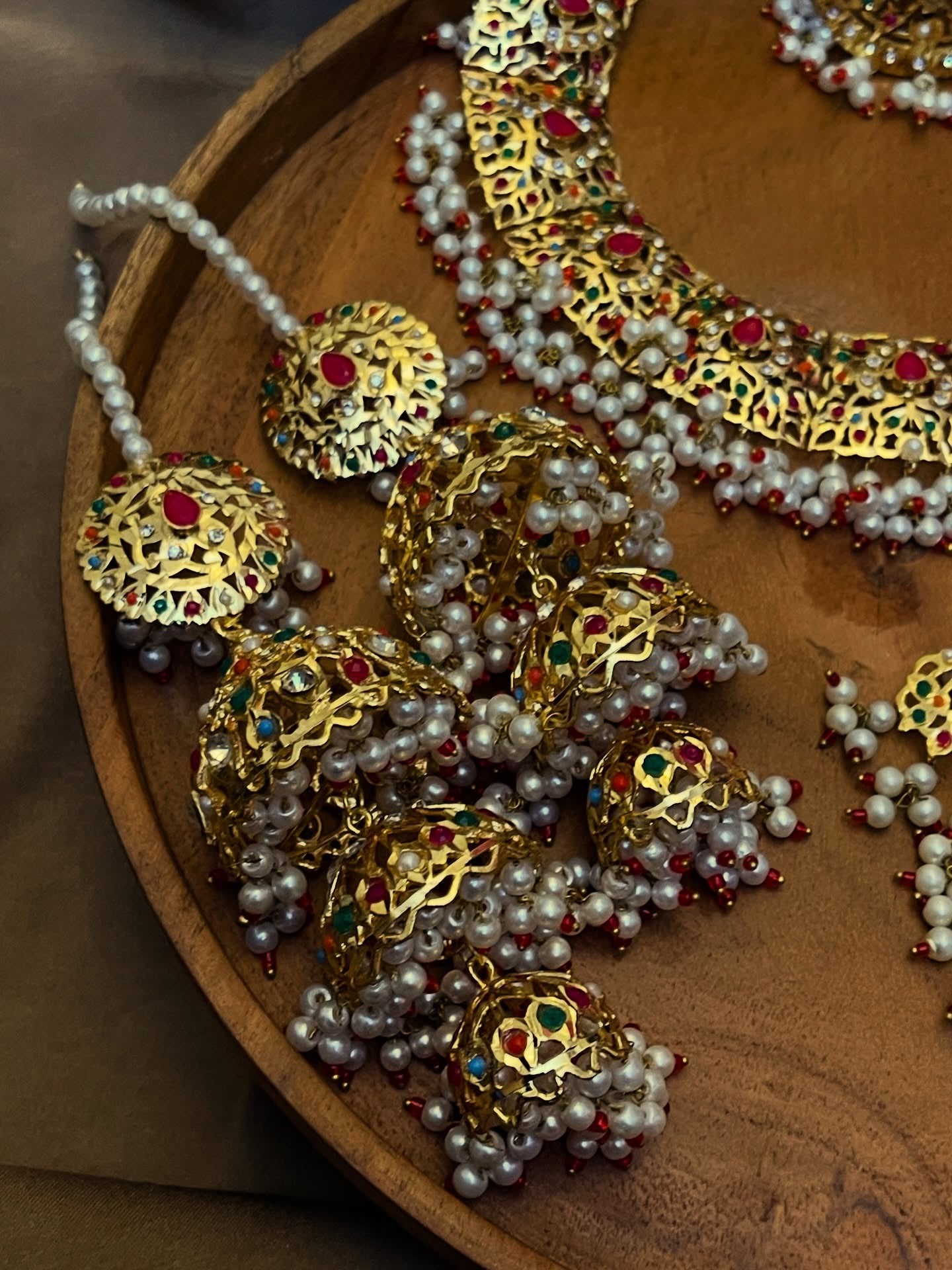 Hyderabadi Designer Wear Stylish Necklace Set with Jhumar