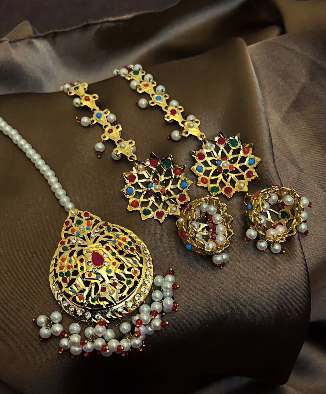 Hyderabadi stylish jhumka and tikka