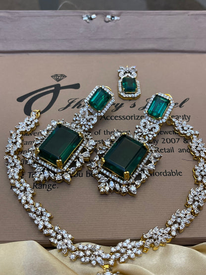 Zircon 22KT Gold Plated Bridal Set