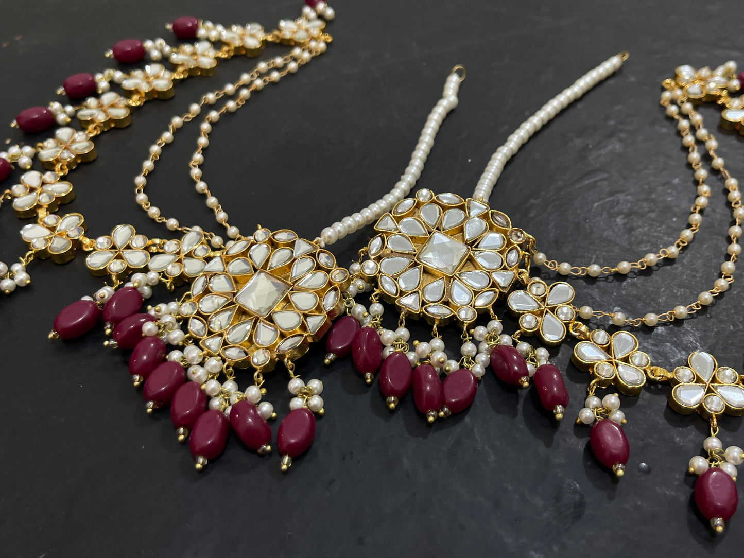 Thappa kundan Heavy Sahara Earrings