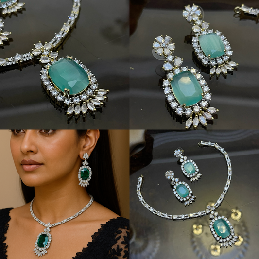 Zircon Stones Studded Necklace Set