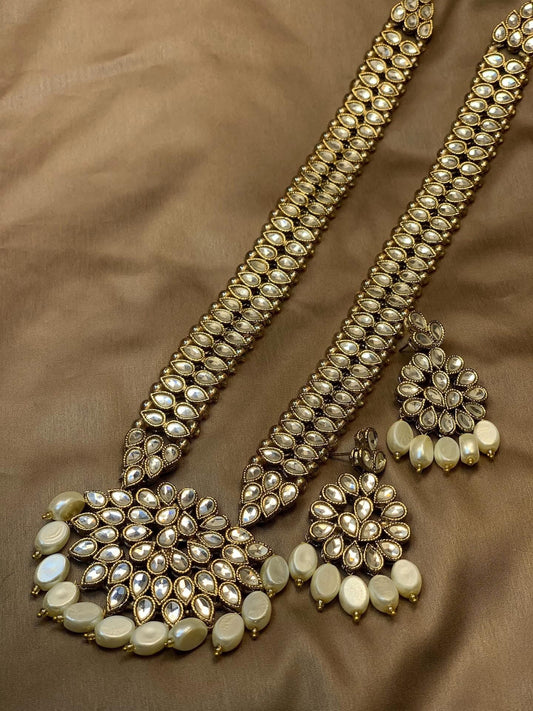 kundan long Dholna mala and Earrings