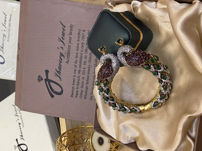 Peacock Stylish Jarao Zircon Openabale Bangles