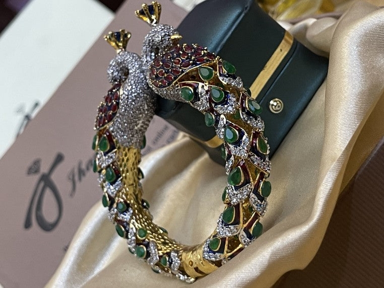 Peacock Stylish Jarao Zircon Openabale Bangles